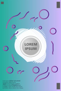 Memphis tarzı kitap tasarım koleksiyonu renkli şablonlarıyla geometrik şekiller, trendy Memphis desenlerle 80's-90's moda. reklam, davet, sunu izole vektör çizim için Ideal