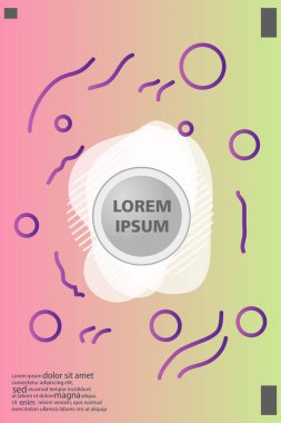 Memphis tarzı kitap tasarım koleksiyonu renkli şablonlarıyla geometrik şekiller, trendy Memphis desenlerle 80's-90's moda. reklam, davet, sunu izole vektör çizim için Ideal