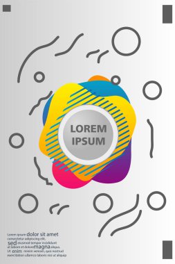 Memphis tarzı kitap tasarım koleksiyonu renkli şablonlarıyla geometrik şekiller, trendy Memphis desenlerle 80's-90's moda. reklam, davet, sunu izole vektör çizim için Ideal