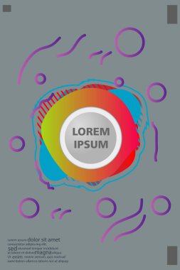 Memphis tarzı kitap tasarım koleksiyonu renkli şablonlarıyla geometrik şekiller, trendy Memphis desenlerle 80's-90's moda. reklam, davet, sunu izole vektör çizim için Ideal