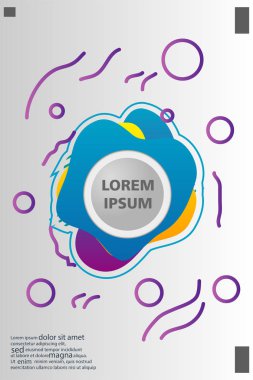 Memphis tarzı kitap tasarım koleksiyonu renkli şablonlarıyla geometrik şekiller, trendy Memphis desenlerle 80's-90's moda. reklam, davet, sunu izole vektör çizim için Ideal