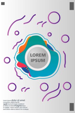 Memphis tarzı kitap tasarım koleksiyonu renkli şablonlarıyla geometrik şekiller, trendy Memphis desenlerle 80's-90's moda. reklam, davet, sunu izole vektör çizim için Ideal