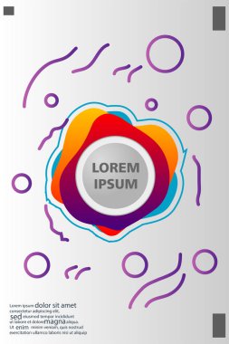 Memphis tarzı kitap tasarım koleksiyonu renkli şablonlarıyla geometrik şekiller, trendy Memphis desenlerle 80's-90's moda. reklam, davet, sunu izole vektör çizim için Ideal