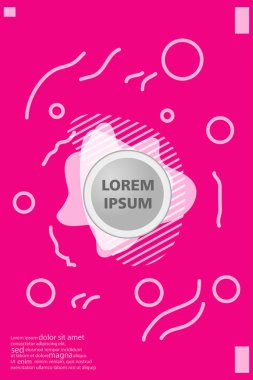 Memphis tarzı kitap tasarım koleksiyonu renkli şablonlarıyla geometrik şekiller, trendy Memphis desenlerle 80's-90's moda. reklam, davet, sunu izole vektör çizim için Ideal