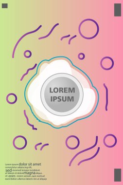 Memphis tarzı kitap tasarım koleksiyonu renkli şablonlarıyla geometrik şekiller, trendy Memphis desenlerle 80's-90's moda. reklam, davet, sunu izole vektör çizim için Ideal