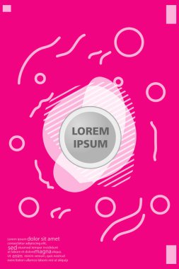 Memphis tarzı kitap tasarım koleksiyonu renkli şablonlarıyla geometrik şekiller, trendy Memphis desenlerle 80's-90's moda. reklam, davet, sunu izole vektör çizim için Ideal