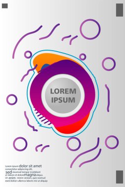 Memphis tarzı kitap tasarım koleksiyonu renkli şablonlarıyla geometrik şekiller, trendy Memphis desenlerle 80's-90's moda. reklam, davet, sunu izole vektör çizim için Ideal