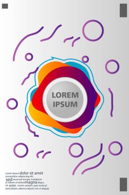 Memphis tarzı kitap tasarım koleksiyonu renkli şablonlarıyla geometrik şekiller, trendy Memphis desenlerle 80's-90's moda. reklam, davet, sunu izole vektör çizim için Ideal