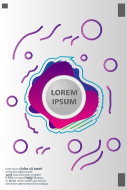 Memphis tarzı kitap tasarım koleksiyonu renkli şablonlarıyla geometrik şekiller, trendy Memphis desenlerle 80's-90's moda. reklam, davet, sunu izole vektör çizim için Ideal