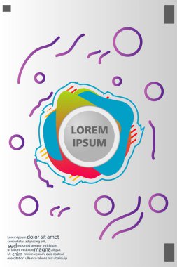 Memphis tarzı kitap tasarım koleksiyonu renkli şablonlarıyla geometrik şekiller, trendy Memphis desenlerle 80's-90's moda. reklam, davet, sunu izole vektör çizim için Ideal