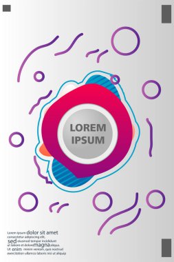 Memphis tarzı kitap tasarım koleksiyonu renkli şablonlarıyla geometrik şekiller, trendy Memphis desenlerle 80's-90's moda. reklam, davet, sunu izole vektör çizim için Ideal