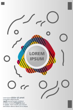 Memphis tarzı kitap tasarım koleksiyonu renkli şablonlarıyla geometrik şekiller, trendy Memphis desenlerle 80's-90's moda. reklam, davet, sunu izole vektör çizim için Ideal