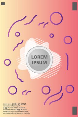 Memphis tarzı kitap tasarım koleksiyonu renkli şablonlarıyla geometrik şekiller, trendy Memphis desenlerle 80's-90's moda. reklam, davet, sunu izole vektör çizim için Ideal