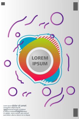 Memphis tarzı kitap tasarım koleksiyonu renkli şablonlarıyla geometrik şekiller, trendy Memphis desenlerle 80's-90's moda. reklam, davet, sunu izole vektör çizim için Ideal