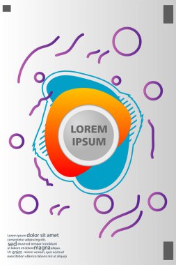 Memphis tarzı kitap tasarım koleksiyonu renkli şablonlarıyla geometrik şekiller, trendy Memphis desenlerle 80's-90's moda. reklam, davet, sunu izole vektör çizim için Ideal