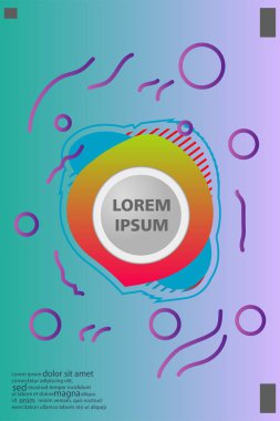 Memphis tarzı kitap tasarım koleksiyonu renkli şablonlarıyla geometrik şekiller, trendy Memphis desenlerle 80's-90's moda. reklam, davet, sunu izole vektör çizim için Ideal