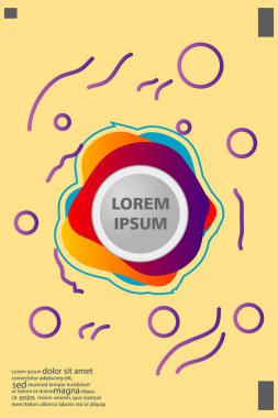 Memphis tarzı kitap tasarım koleksiyonu renkli şablonlarıyla geometrik şekiller, trendy Memphis desenlerle 80's-90's moda. reklam, davet, sunu izole vektör çizim için Ideal