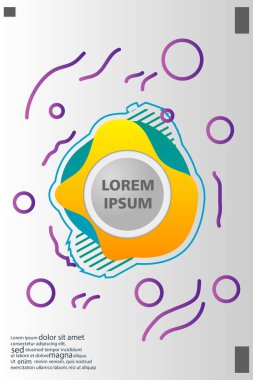 Memphis tarzı kitap tasarım koleksiyonu renkli şablonlarıyla geometrik şekiller, trendy Memphis desenlerle 80's-90's moda. reklam, davet, sunu izole vektör çizim için Ideal