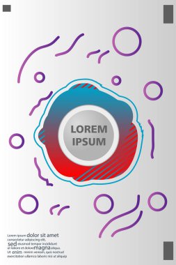 Memphis tarzı kitap tasarım koleksiyonu renkli şablonlarıyla geometrik şekiller, trendy Memphis desenlerle 80's-90's moda. reklam, davet, sunu izole vektör çizim için Ideal