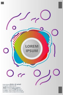 Memphis tarzı kitap tasarım koleksiyonu renkli şablonlarıyla geometrik şekiller, trendy Memphis desenlerle 80's-90's moda. reklam, davet, sunu izole vektör çizim için Ideal