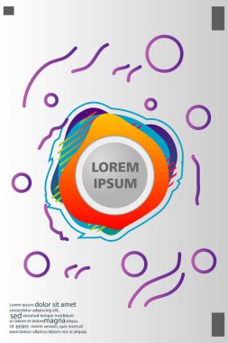 Memphis tarzı kitap tasarım koleksiyonu renkli şablonlarıyla geometrik şekiller, trendy Memphis desenlerle 80's-90's moda. reklam, davet, sunu izole vektör çizim için Ideal