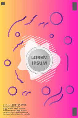 Memphis tarzı kitap tasarım koleksiyonu renkli şablonlarıyla geometrik şekiller, trendy Memphis desenlerle 80's-90's moda. reklam, davet, sunu izole vektör çizim için Ideal