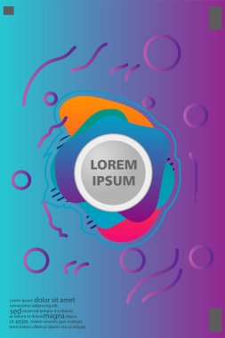 Memphis tarzı kitap tasarım koleksiyonu renkli şablonlarıyla geometrik şekiller, trendy Memphis desenlerle 80's-90's moda. reklam, davet, sunu izole vektör çizim için Ideal