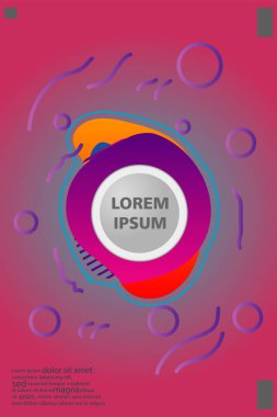 Memphis tarzı kitap tasarım koleksiyonu renkli şablonlarıyla geometrik şekiller, trendy Memphis desenlerle 80's-90's moda. reklam, davet, sunu izole vektör çizim için Ideal