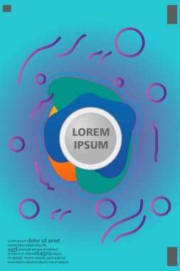 Memphis tarzı kitap tasarım koleksiyonu renkli şablonlarıyla geometrik şekiller, trendy Memphis desenlerle 80's-90's moda. reklam, davet, sunu izole vektör çizim için Ideal