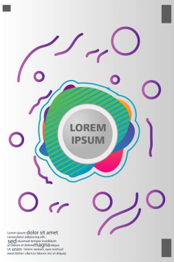 Memphis tarzı kitap tasarım koleksiyonu renkli şablonlarıyla geometrik şekiller, trendy Memphis desenlerle 80's-90's moda. reklam, davet, sunu izole vektör çizim için Ideal