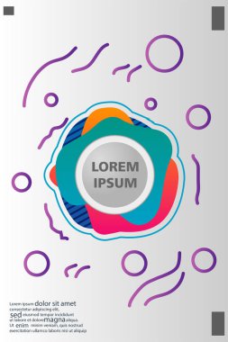 Memphis tarzı kitap tasarım koleksiyonu renkli şablonlarıyla geometrik şekiller, trendy Memphis desenlerle 80's-90's moda. reklam, davet, sunu izole vektör çizim için Ideal