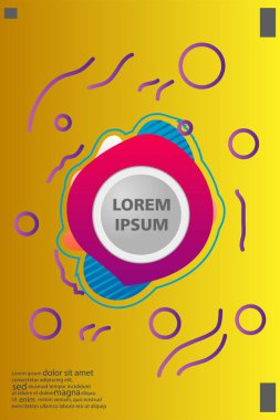 Memphis tarzı kitap tasarım koleksiyonu renkli şablonlarıyla geometrik şekiller, trendy Memphis desenlerle 80's-90's moda. reklam, davet, sunu izole vektör çizim için Ideal