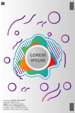 Memphis tarzı kitap tasarım koleksiyonu renkli şablonlarıyla geometrik şekiller, trendy Memphis desenlerle 80's-90's moda. reklam, davet, sunu izole vektör çizim için Ideal