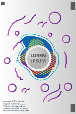 Memphis tarzı kitap tasarım koleksiyonu renkli şablonlarıyla geometrik şekiller, trendy Memphis desenlerle 80's-90's moda. reklam, davet, sunu izole vektör çizim için Ideal