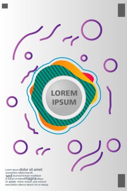 Memphis tarzı kitap tasarım koleksiyonu renkli şablonlarıyla geometrik şekiller, trendy Memphis desenlerle 80's-90's moda. reklam, davet, sunu izole vektör çizim için Ideal