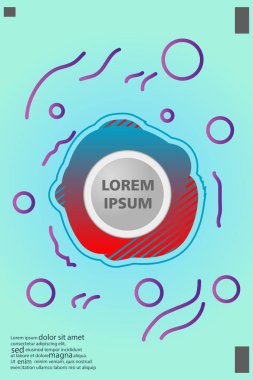 Memphis tarzı kitap tasarım koleksiyonu renkli şablonlarıyla geometrik şekiller, trendy Memphis desenlerle 80's-90's moda. reklam, davet, sunu izole vektör çizim için Ideal