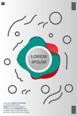 Memphis tarzı kitap tasarım koleksiyonu renkli şablonlarıyla geometrik şekiller, trendy Memphis desenlerle 80's-90's moda. reklam, davet, sunu izole vektör çizim için Ideal