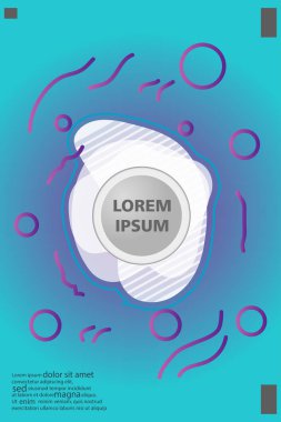 Memphis tarzı kitap tasarım koleksiyonu renkli şablonlarıyla geometrik şekiller, trendy Memphis desenlerle 80's-90's moda. reklam, davet, sunu izole vektör çizim için Ideal