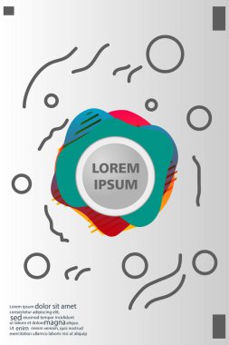 Memphis tarzı kitap tasarım koleksiyonu renkli şablonlarıyla geometrik şekiller, trendy Memphis desenlerle 80's-90's moda. reklam, davet, sunu izole vektör çizim için Ideal