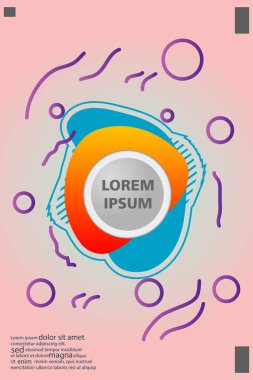 Memphis tarzı kitap tasarım koleksiyonu renkli şablonlarıyla geometrik şekiller, trendy Memphis desenlerle 80's-90's moda. reklam, davet, sunu izole vektör çizim için Ideal