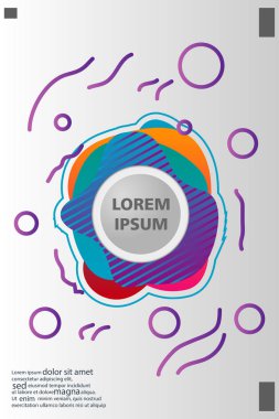 Memphis tarzı kitap tasarım koleksiyonu renkli şablonlarıyla geometrik şekiller, trendy Memphis desenlerle 80's-90's moda. reklam, davet, sunu izole vektör çizim için Ideal