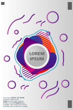 Memphis tarzı kitap tasarım koleksiyonu renkli şablonlarıyla geometrik şekiller, trendy Memphis desenlerle 80's-90's moda. reklam, davet, sunu izole vektör çizim için Ideal