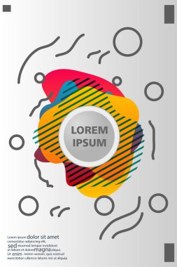 Memphis tarzı kitap tasarım koleksiyonu renkli şablonlarıyla geometrik şekiller, trendy Memphis desenlerle 80's-90's moda. reklam, davet, sunu izole vektör çizim için Ideal