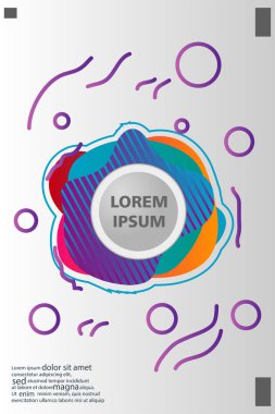 Memphis tarzı kitap tasarım koleksiyonu renkli şablonlarıyla geometrik şekiller, trendy Memphis desenlerle 80's-90's moda. reklam, davet, sunu izole vektör çizim için Ideal