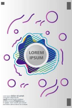 Memphis tarzı kitap tasarım koleksiyonu renkli şablonlarıyla geometrik şekiller, trendy Memphis desenlerle 80's-90's moda. reklam, davet, sunu izole vektör çizim için Ideal