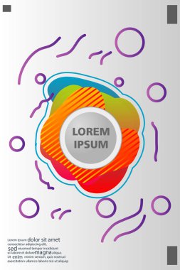 Memphis tarzı kitap tasarım koleksiyonu renkli şablonlarıyla geometrik şekiller, trendy Memphis desenlerle 80's-90's moda. reklam, davet, sunu izole vektör çizim için Ideal