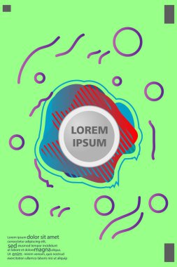 Memphis tarzı kitap tasarım koleksiyonu renkli şablonlarıyla geometrik şekiller, trendy Memphis desenlerle 80's-90's moda. reklam, davet, sunu izole vektör çizim için Ideal