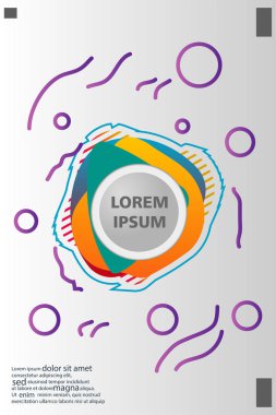 Memphis tarzı kitap tasarım koleksiyonu renkli şablonlarıyla geometrik şekiller, trendy Memphis desenlerle 80's-90's moda. reklam, davet, sunu izole vektör çizim için Ideal