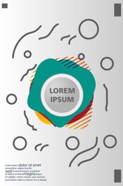 Memphis tarzı kitap tasarım koleksiyonu renkli şablonlarıyla geometrik şekiller, trendy Memphis desenlerle 80's-90's moda. reklam, davet, sunu izole vektör çizim için Ideal