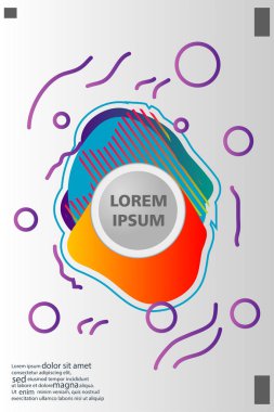 Memphis tarzı kitap tasarım koleksiyonu renkli şablonlarıyla geometrik şekiller, trendy Memphis desenlerle 80's-90's moda. reklam, davet, sunu izole vektör çizim için Ideal